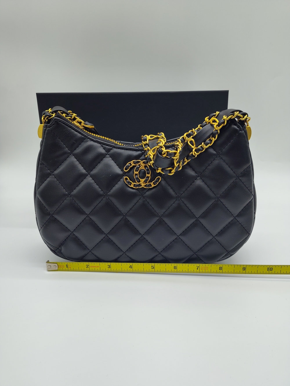 CHANEL Makeup Quilted Chain Shoulder Pouch Black Gold Vanity Bag GWP - Picture 8 of 15